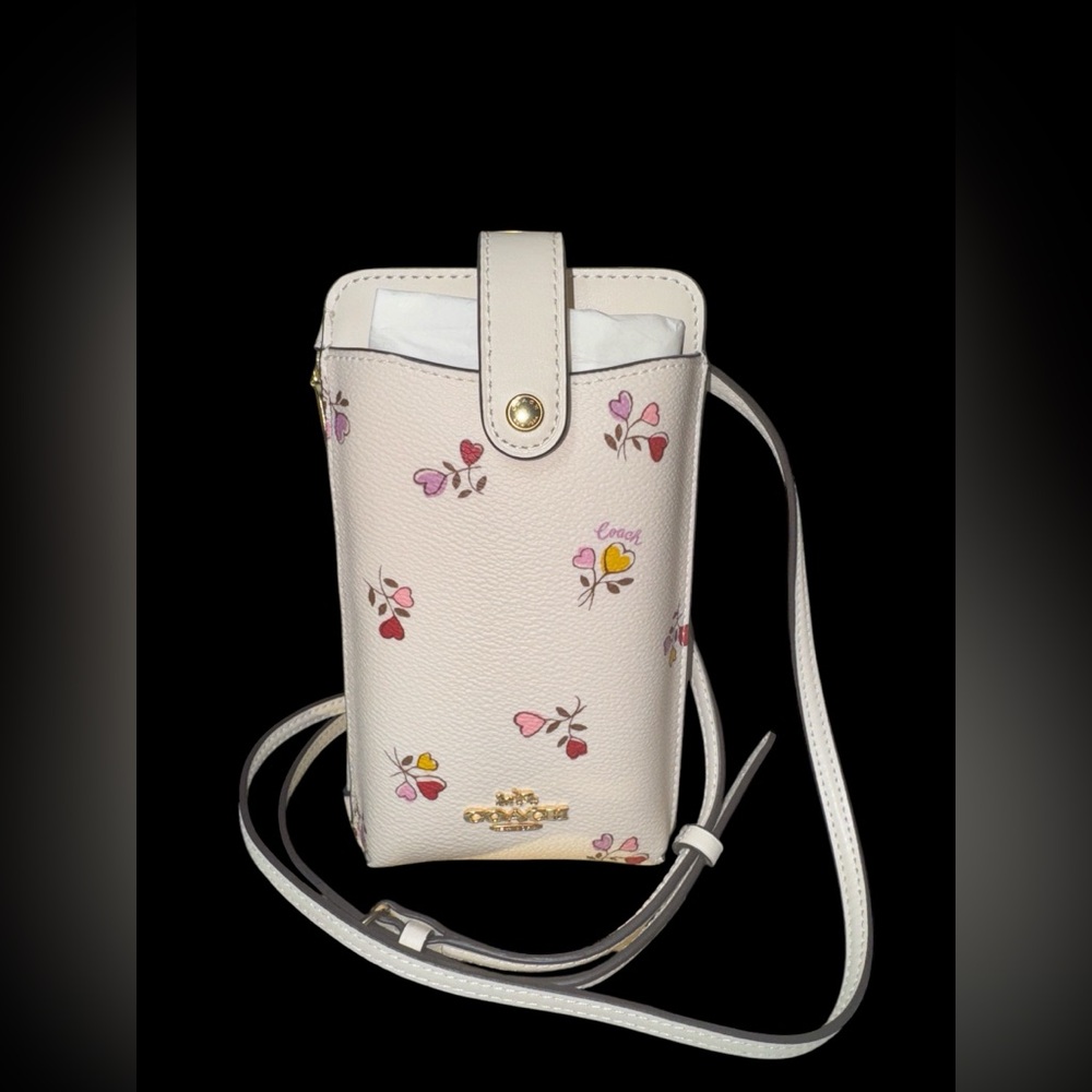 Coach Phone Crossbody Bag With Heart Print NWOT